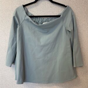 Tuckernuck Women M Miranda Off the Shoulder‎ Blouse Long Sleeve Top Slate Blue